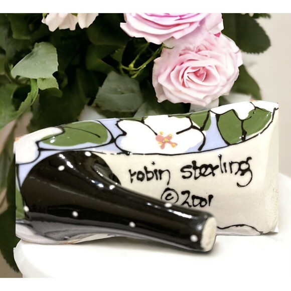 Robin Sterling Ceramic Watercolor Floral High Heel Shoe Beautiful Home Decor - Picture 4 of 5